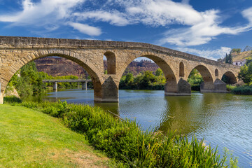 Fototapeta na wymiar Romanesque bridge Puente la Reina, Gares, Navarre, Spain
