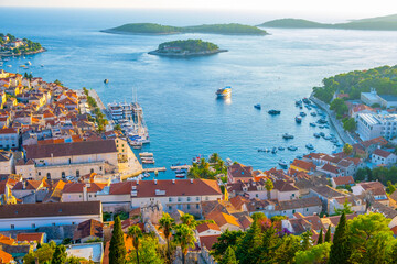 Beautiful view of harbor in Hvar town, Croatia