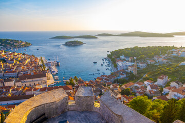 Beautiful view of harbor in Hvar town, Croatia