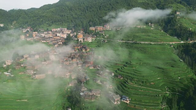 Jiabang terrace in guizhou china