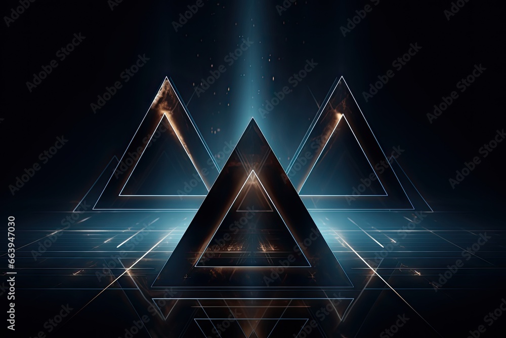 Poster abstract technology background with geometric shapes. 3d rendering toned image double exposure, futu