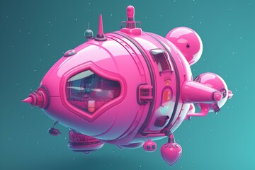 a cute heart-shaped spaceship. Generative AI