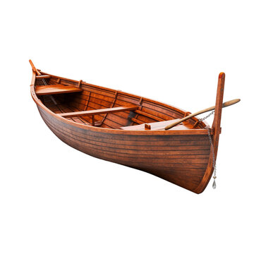 wooden boat isolated on white background, Ai generated