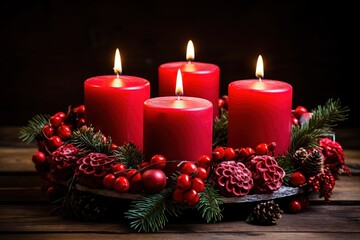 Obraz na płótnie Canvas Christmas decoration with Christmas burning candles