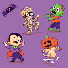 hand drawn characters halloween season design vector illustration