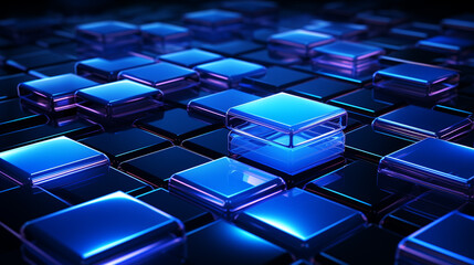 Fototapeta premium blue geometric shape abstract technology background
