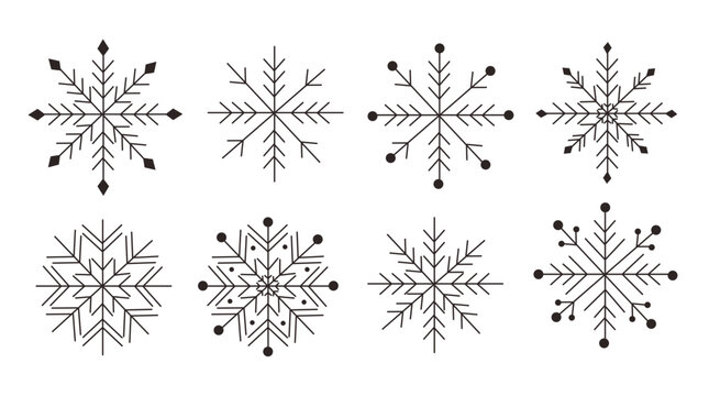 Set with Snowflakes. Vector illustrations