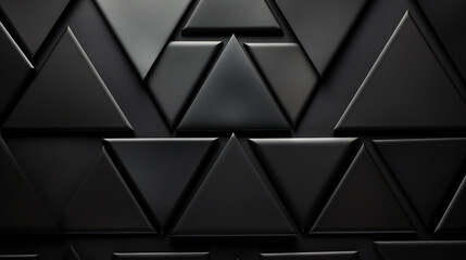 Polished, Semigloss Wall background with tiles. Triangular, tile Wallpaper with 3D, Black blocks