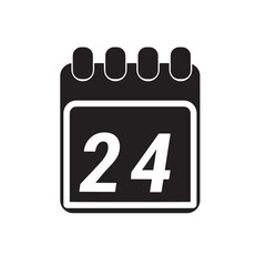 Page of calendar displaying day 24. Illustration, vector
