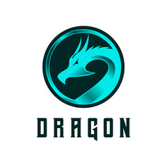 Obraz premium Dragon circle gaming logo design vector illustration