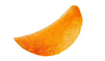 Potato chips with flavored hot and spicy isolated on white, clipping path
