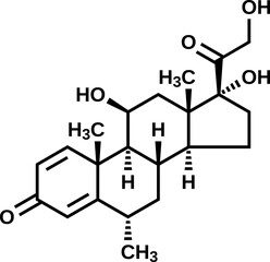Methylprednisolone structural formula, vector illustration