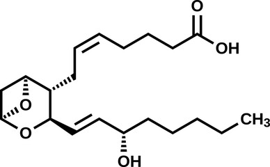 Thromboxane A2 structural formula, vector illustration 