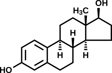 Estradiol vector illustration, E2 structural formula 