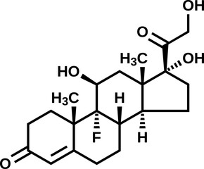 Fludrocortisone structural formula, vector illustration 