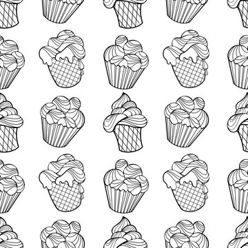 seamless pattern with hand-drawn new year elements with sweet