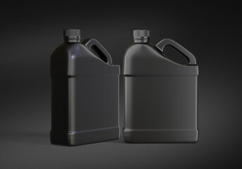 3D illustration. Jerry can plastic isolated on black background.