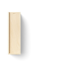 3D illustration. Wooden box mockup isolated on white background.