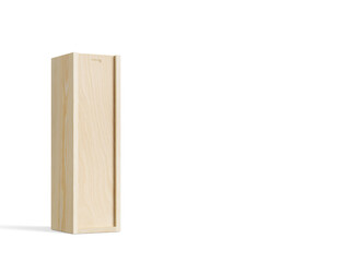 3D illustration. Wooden box mockup isolated on white background.