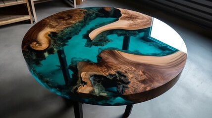the world's coolest dining table, beautiful modern epoxy resin table - obrazy, fototapety, plakaty