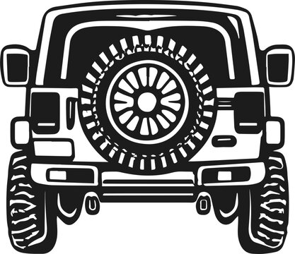 Back View Jeep Drawing Svg Vector