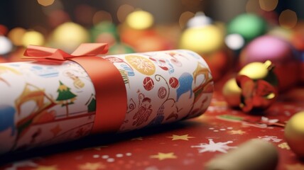 Fototapeta na wymiar Cheerful Christmas Wrapping Paper with Bright and Festive Colors