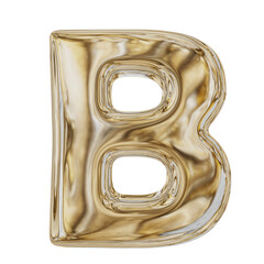 Letter B Gold Metallic