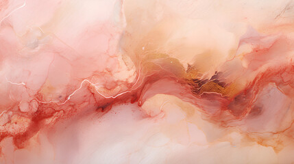 Fototapeta premium Abstract fractal marble pattern, in the style of pale red and gold, marbleized, expressionistic madness, iridescence / opalescence, mixed media printing.