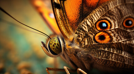 Ultra Macro and sharp image of butterfly. Generative AI
