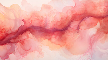 Abstract fractal marble pattern, in the style of pale red and gold, marbleized, expressionistic madness, iridescence / opalescence, mixed media printing.