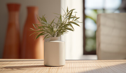 Home decoration. A green plant in a pot