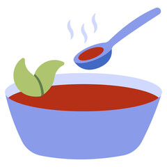 Tomato soup bowl icon in trendy design