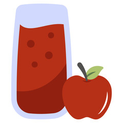 Apple juice glass icon, cocktail editable vector