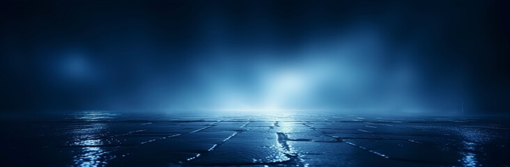 Dark gloomy empty street, smoke, smog, fog. Generation AI