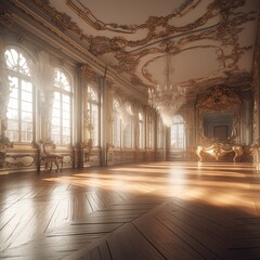 empty glamorous image of a ballroom, with a candelabra