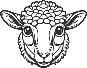 Sheep head and face drawing vector svg