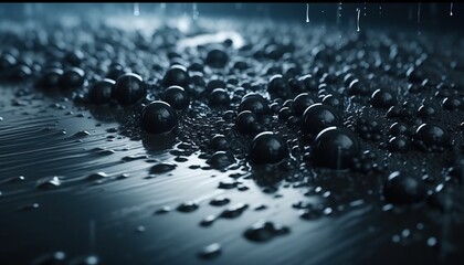 Water molecules flowing through black porous material in futuristic  sci - fi  feel