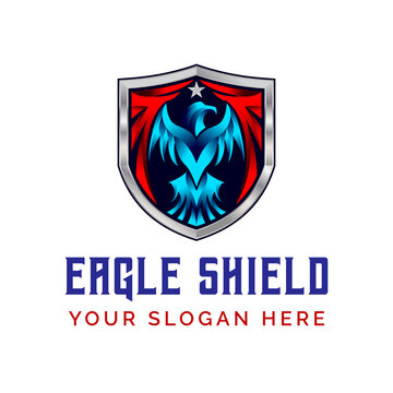 Eagle Shield tactical gear vector logo design illustration template