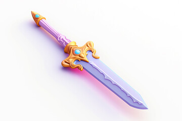 cute treasure fantasy sword icon 3d - obrazy, fototapety, plakaty