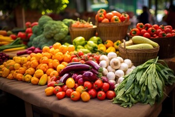 Fresh farmer's market produce, colorful fruits, and vegetables.