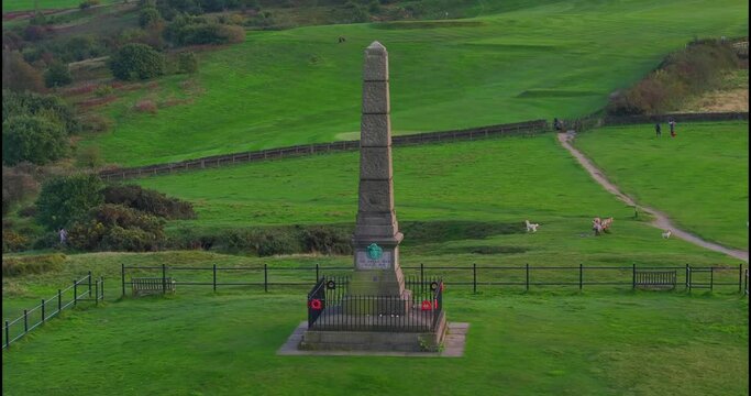 Panoramic view of Hyde War Memorial in Werner low country park, Greater Manchester