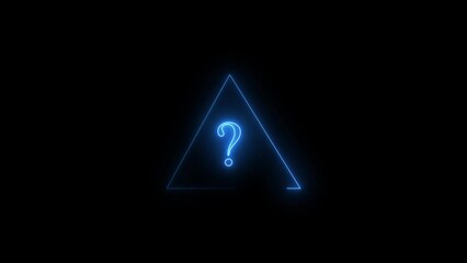 Neon question mark sing icon animation . triangle rotated question animated . - Powered by Adobe