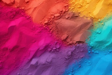 Close up of multi holi coloured sand background.