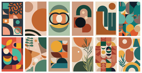 Collection Minimal geometric poster. Minimalist art. Simple. Abstract circle square shapes for home decor, wall art prints modern aesthetic. Mural art. Artwork © DesignerThc