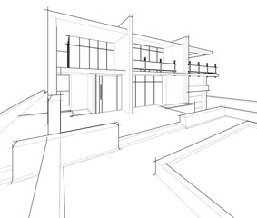 house building sketch architectural drawing