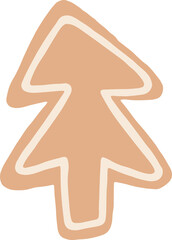 Cookie treat for dogs or cats in shape of christmas tree. Cute Christmas holiday png element. Hand drawn in simple cartoon style