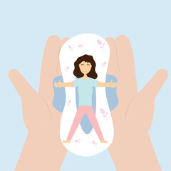 Happy woman celebrate period days. World menstrual hygiene day.