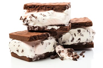 Ice Cream Sandwiches Stacked on Each Other on a White Background - The Perfect Summer Snack