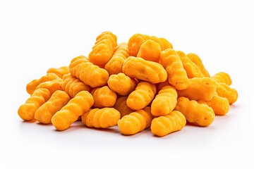Cheese Puffs Isolated on White Background - obrazy, fototapety, plakaty