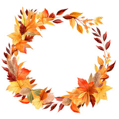 Fall Autumn Thanksgiving Photo Frame Wreath Border PNG Clipart Illustration Transparent Background